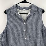 BeachLunchLounge  Shirt Dress Extra Large Blue Pinstripe Linen Cotton Sleeveless Photo 3