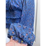 Free People Lolita Blue Smocked Milkmaid Boho Floral Print Crop Top Size Medium Photo 9