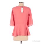 Coral Pink Lace Up Peplum Top Blouse Short Flutter Sleeve Flowy XS X Photo 2