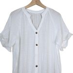 Cupshe Womens L White V-Neck & Curved Hem Button Up Cover-Up NEW Photo 3
