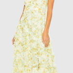 Mac Duggal  8009 Womens High Neck Ruffle Cap Sleeve Gown Dress Photo 0