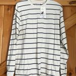 Denim & Flower NWT  Woman's Cream and Blue Striped Crew Neck Long Sleeve Shirt XL Photo 0