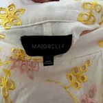 Majorelle  Womens SMALL Wrap Peanut Skirt White Yellow Floral Embroidered Ruffle Photo 6