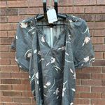 Wonderly  Gray Grey Pink Floral Peasant Blouse Shirt Top Womens Size XL New Photo 3