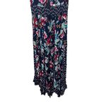 Bila Navy Multicolor Floral Print Sleeveless Smocked Waist Ruffled Maxi Dress M Blue Size M Photo 2