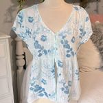 Dress Barn White Floral Cotton Summer Top Short Sleeve  Womens Medium Photo 3