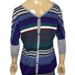 Shae Women’s Size S Green Blue Gray White Striped Studded Back V Photo 1