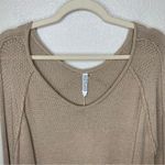 Monoreno NWT Taupe Inside Out Seam Contrast Crochet Long Sleeves Sweater Photo 3