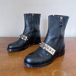Alexander McQueen  • black calfskin boot chunky silver metal studded moto Photo 15