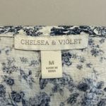 Chelsea and Violet Blue Toile Ruffle Floral Boho Cropped Top Cotton Linen Sz M Photo 2