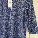 J Jill Wearever Collection XS Blue Floral Knit Tunic Top Bloomcore‎ Church NWT Photo 1