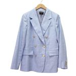 J.Crew Bristol Double Breasted Blazer Size 10 Light Blue Linen Gold Buttons Photo 3