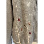 Croft & Barrow  Cardigan Sz PL Full Zip Gray Cardinals Birds Holiday Winter Snow Photo 2