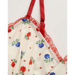 Cider  Curve 2X Midi Slip Dress Floral V Neck Lace Trim Smocked Cream Red Blue Photo 4