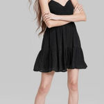 Wild Fable Women's Sleeveless black mini dress sweetheart neckline smocked​ Photo 0