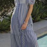 Emerson Fry Love Tomas Blue/White Striped Midi Dress size M/L Blue Size M Photo 0