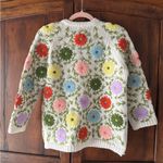 Vintage Hand Loomed Floral Embroidered Cardigan Sweater Sèzane Vibes 🩵 Red Size M Photo 5