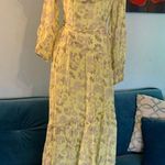 ASTR Women’s  The Label Maxi Dress Green Long Sleeve Off Shoulder L Large Floral Photo 1