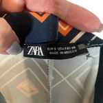 ZARA Navy Blue & Orange Diamond Print Retro Bell Flare Leggings Women Sz S Photo 6