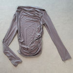 S.DEER Tunic Top Womens L Gray Long Sleeve Ruched Bodice Cute Shirt Blouse NWT Size L Photo 0