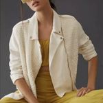 Anthropologie Crochet Canvas Moto Jacket White (xsmall) preppy floral crop work Photo 6
