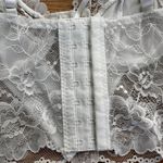 Cropped Lace and Satin Bustier Top in White Size XS Photo 2