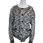 Nine West New Cardigan Sweater Size L Women's Gray Black Knit Buttons Pockets Photo 5