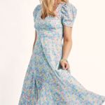 Love Shack Fancy Hutchinson Midi Dress In Blue Floral Photo 4