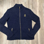 Ralph Lauren Lauren Navy Zip-Up Sweater with Gold Accents Size Large Photo 0