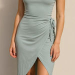 Wilfred ‎ Aritzia Saturn Ecovéro Tie Waist Midi Dress Light Gray XS Photo 0
