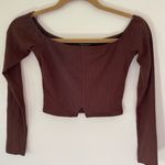 Naked Wardrobe chocolate brown long sleeve cropped top medium new with out tags Photo 0