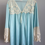 Vintage Soft Moment New York Blue Lace Nylon Nightgown Sleepwear XL Photo 0
