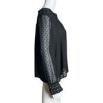 ZARA Basic Swiss Dot Blouse Black White Long Sleeve Sheer Split V-Neck Photo 1