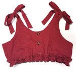 Notebuk Red Heart Eyelet Crop Top Shoulder Ties Juniors Faux Button Up M Size undefined Photo 0
