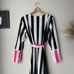 We Are‎ Leone Dress Silk Contrast Maxi Cardigan Striped Belted Long Sleeve S/M Black Photo 11