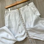 Mango  Linen Pants straight leg pull on womens White (medium) vacation resortwear Photo 7