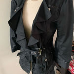 White House | Black Market  light jacket, size 6 black color ruffles with a belt Photo 0