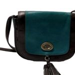 Tignanello Vintage Status Saddle Flap Teal & Brown Leather Crossbody Bag Blue Photo 0
