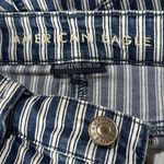 American Eagle SZ 8 Hi-Rise Shortie Jean Shorts Stripe NE(X)T Level Stretch Blue Photo 4