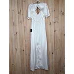 Lulus NWT Elegant Confidence White Satin Flutter Sleeve Cutout Maxi Dress Size M Photo 5
