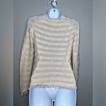 InHabit COTTON FRINGE CREW Off White Natural Open Knit‎ 100% Cotton EUC Size S Photo 7