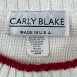 Vintage Carly Blake American Flag USA Ribbed Hem Crew Neck Sweater Large Red Photo 5