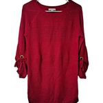 New York & Company Womens Pullover Tie‎ Sleeves Open Knit Sweater red Size S Photo 0