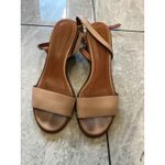 Coach  Tea Rose Embellished Block Heel Ankle Strap Sandals Nude Leather 9.5 Photo 3