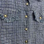 Ignite Basics Plaid Sleeveless Button Up Top Fringe Hem Western Concert Festival Blue Size M Photo 1