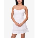 Reformation  The Andie Mini Dress White Linen Blend Ruffle Bustier Smocked Back 8 Photo 12