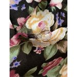 Vintage 90s Shirt Dark Floral Print Black Pink Peasant Flowy Long Sleeve Medium Photo 5