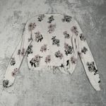 Lucky Brand Sweater Womens Small Glacier Gray Pink Cardigan Cottage Bohemian Photo 2