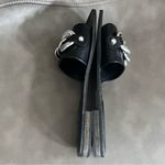 Beast Fashion  Black Minimalist Slide Sandals Silver Chain Buckle 6.5 Y2K Photo 2