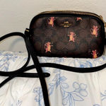 Coach Canvas/Leather Crossbody Bag Purse With Long Strap Brown/Black Photo 0